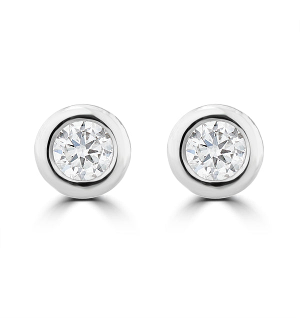 0.20ct Lab Diamond Rub Over Stud Earrings in 9K White Gold - 4.6mm